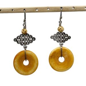 Vintage sterling silver bone earrings - GM719